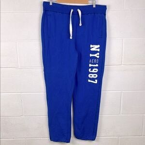 Aeropostale men’s graphic straight leg royal blue Y2K sweatpant size L